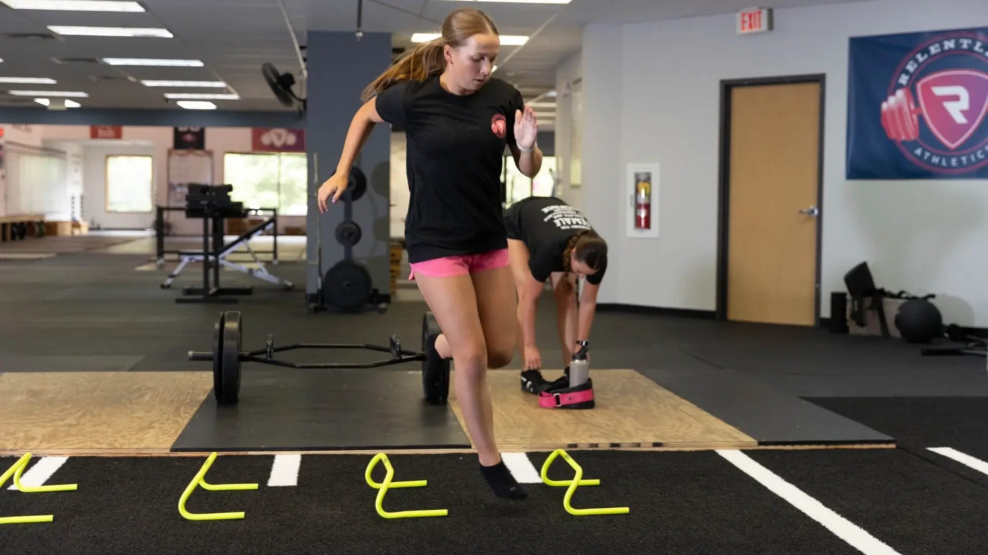 Agility ladder drill at Relentless Athletics gym