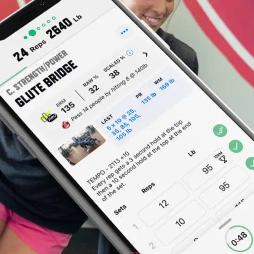 Relentless Athletics fitness tracking app interface showing workout progress and performance metrics